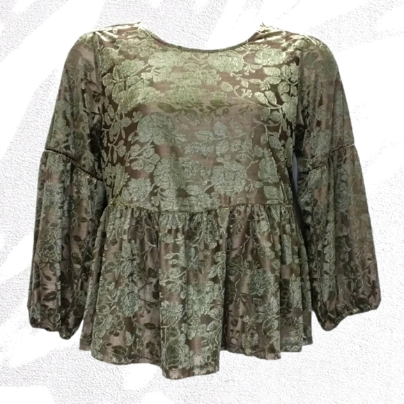 Cato Women's Plus Size Winter Daydream Grape Leaf Burnout Top - Picture 1 of 7